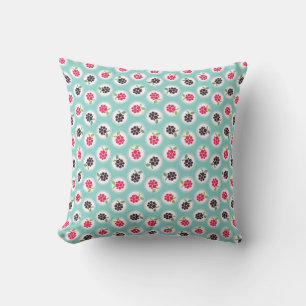 Cute girly turquoise raspberry patterns monogram cushion