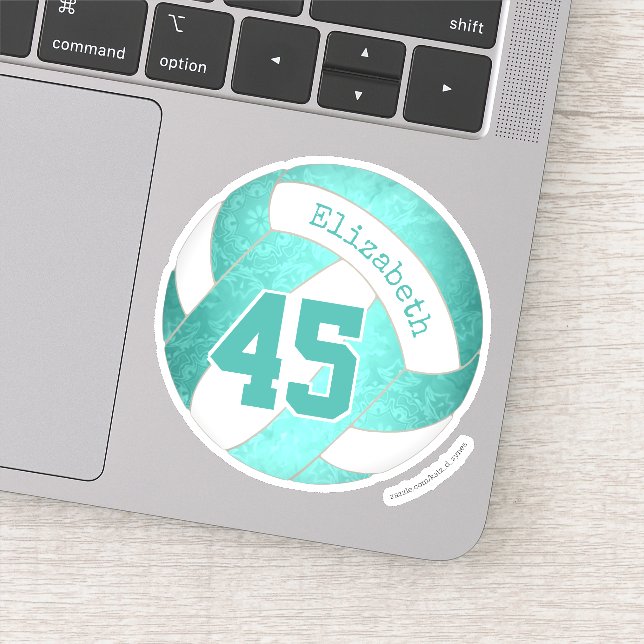 cute girly turquoise teal custom volleyball (Detail)
