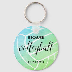 cute girly typography because volleyball key ring