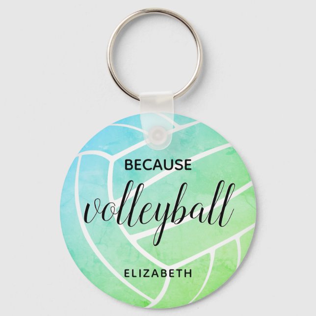 cute girly typography because volleyball key ring (Front)