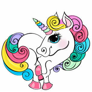 Cute Girly Unicorn Colourful Magical Rainbow Hair Standing Photo Sculpture