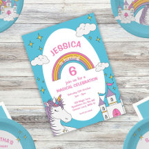 Cute Girly Unicorn Magical Birthday Party Numbered