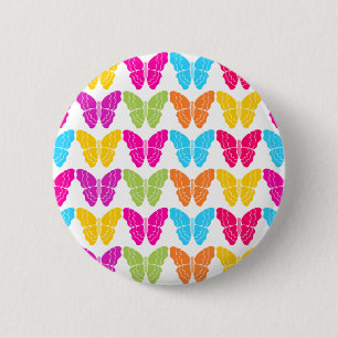 Cute Girly Vibrant Rainbow Butterfly Pattern 6 Cm Round Badge
