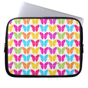 Cute Girly Vibrant Rainbow Butterfly Pattern  Laptop Sleeve
