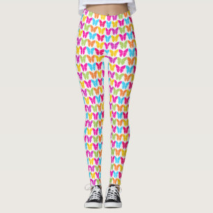 Cute Girly Vibrant Rainbow Butterfly Pattern  Leggings