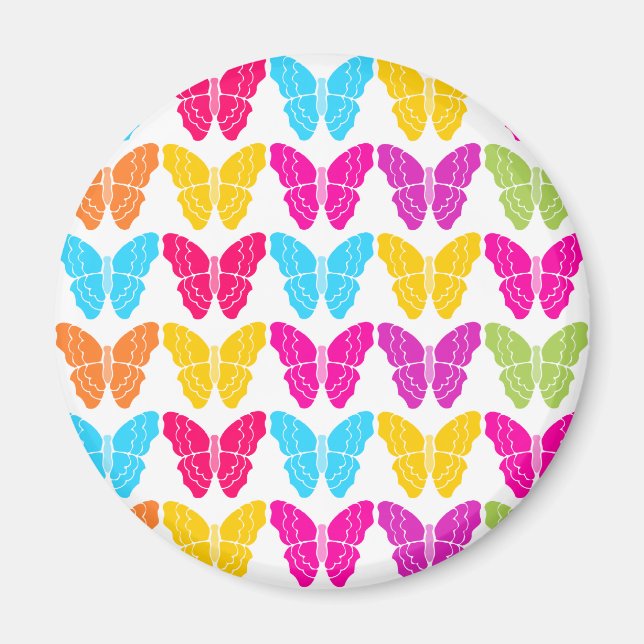 Cute Girly Vibrant Rainbow Butterfly Pattern  Magnet (Front)