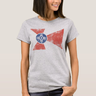 Cute Girly Vintage Grunge Flag of Wichita Kansas T-Shirt