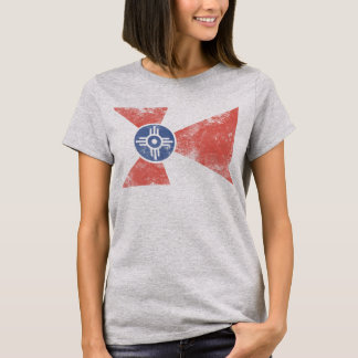 Cute Girly Vintage Grunge Flag of Wichita Kansas T-Shirt