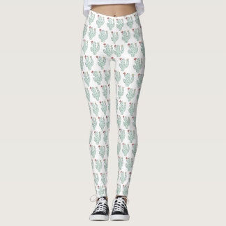 Cute Girly Watercolor Cactus Pattern Leggings