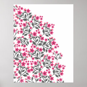 Cute girly watercolors paint floral blossom poster