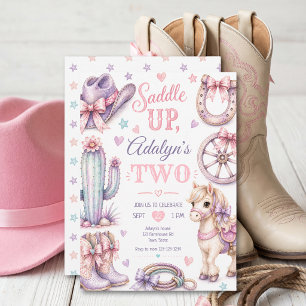 Cute Girly Western Cowgirl Horse Birthday Invitation