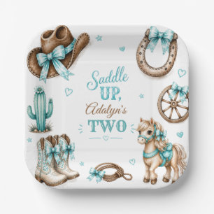 Cute Girly Western Cowgirl Horse Birthday  Paper Plate