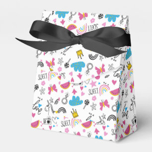 Cute Girly Whimsical Rainbow Colourful Illustrated Favour Box