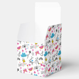 Cute Girly Whimsical Rainbow Colourful Illustrated Favour Box