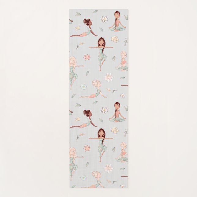 Cute Girly Zen Yoga Meditation Spiritual Namaste Yoga Mat (Front)