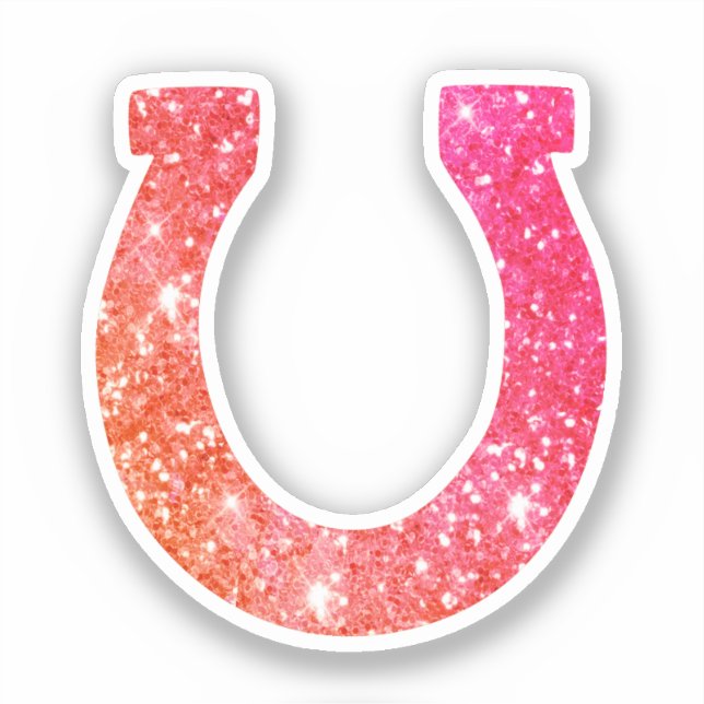 Cute Glam Girly Coral Pink Glitter Horseshoe (Front)