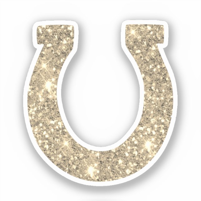 Cute Glam Girly Gold Glitter Horseshoe (Front)