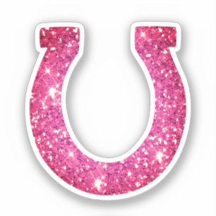 Cute Glam Girly Pink Glitter Horseshoe