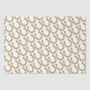 Cute Glam Horseshoe Gold White Glitter Tissue Paper