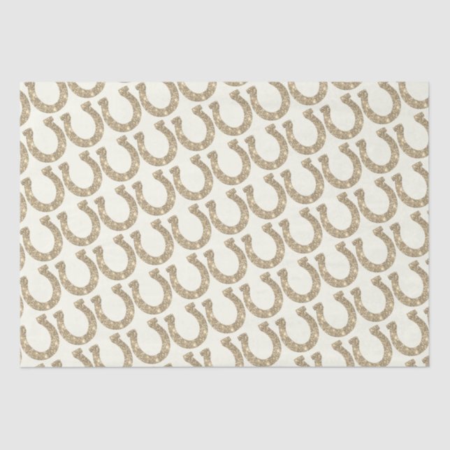 Cute Glam Horseshoe Gold White Glitter Tissue Paper (Front)