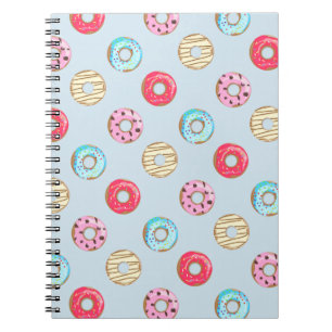 Cute Glazed Donut Pattern Light Blue Notebook