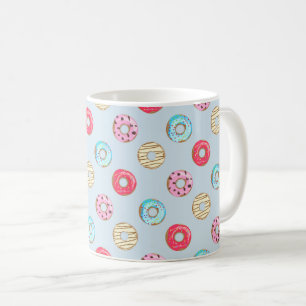 Cute Glazed Doughnut Pattern Light Blue Coffee Mug