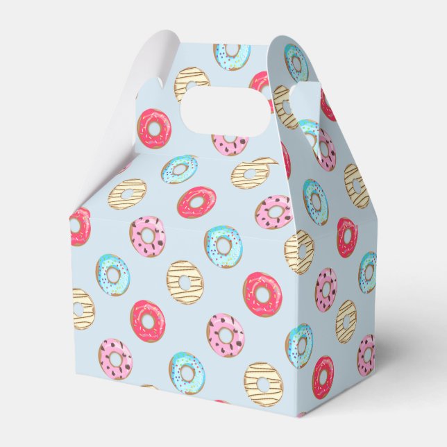 Cute Glazed Doughnut Pattern Light Blue Favour Box (Front Side)