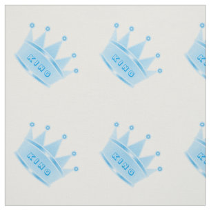 Cute Glitter Baby Blue Crown King Custom Fabric