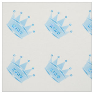 Cute Glitter Baby Blue Crown King Custom Fabric