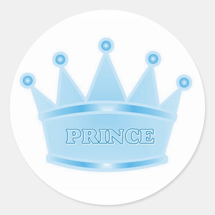 Cute Glitter Baby Blue Crown Prince Classic Round Sticker Zazzle.co.uk