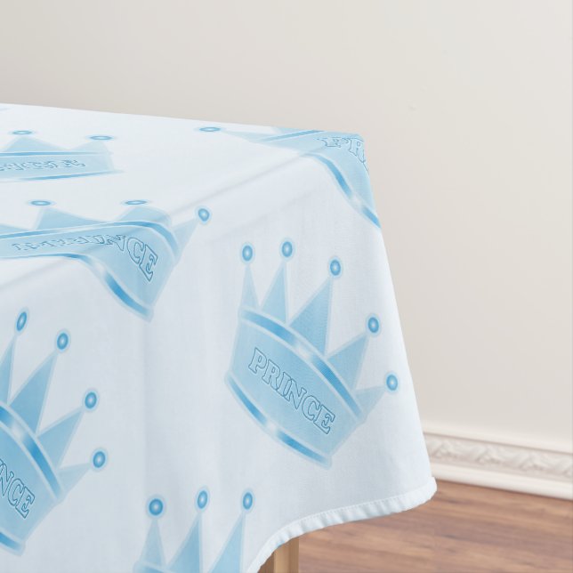 Cute Glitter Baby Blue Crown Prince Custom Tablecloth (In Situ)