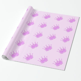 Cute Glitter Baby Pink Crown Princess Wrapping Paper