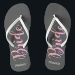 Cute Glitter Bride, Grey  -Personalised Flip Flops<br><div class="desc">Cute  bride on grey  background  with your name. Select the costume button to change the fonts style, colour and size.Any girl would love to have this elegant and stylish design .</div>