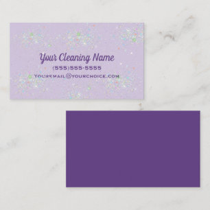 Cute Glitter Cleaning Service Lavender  Business Card