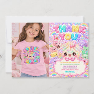 Cute Glitter Dumpling Bao Squishy Party Birthday Thank You Card