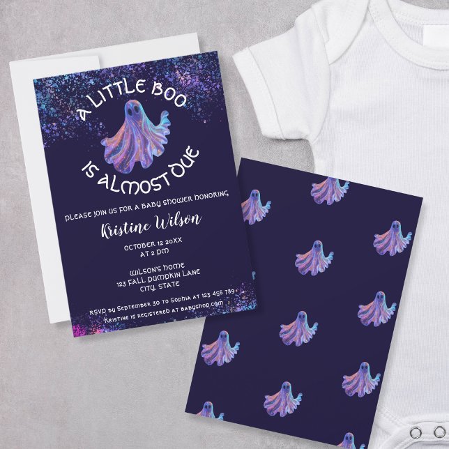 Cute Glitter Little Boo is Almost Due Baby Shower Invitation (Creator Uploaded)
