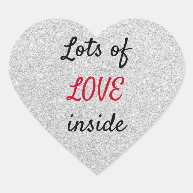 Cute Glitter Love Heart Sticker (Front)