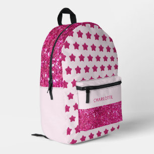 Cute Glitter Pink Back to school Printed Backpack
