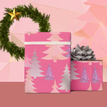 Cute Glitter Pink Christmas Tree Pattern
