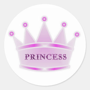 Cute Glitter Pink Tiara Crown Princess Classic Round Sticker