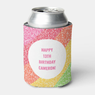 Cute Glitter Rainbow Colourful Custom Birthday Can Cooler