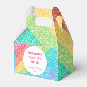 Cute Glitter Rainbow Custom Birthday Thank You Favour Box