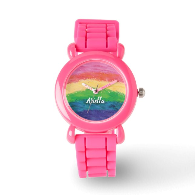 Cute Glitter Rainbow Girls Watch (Front)
