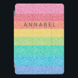 Cute Glitter Rainbow Stripes Colourful Pattern Nam iPad Pro Cover<br><div class="desc">Cute Glitter Rainbow Stripes Colourful Pattern Personalised Name Tablet Case</div>