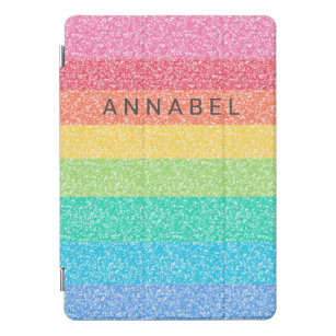 Cute Glitter Rainbow Stripes Colourful Pattern Nam iPad Pro Cover