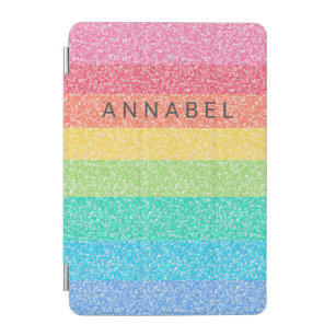 Cute Glitter Rainbow Stripes Colourful Pattern Nam iPad Mini Cover