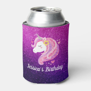 Cute Glitter Unicorn Can Cooler