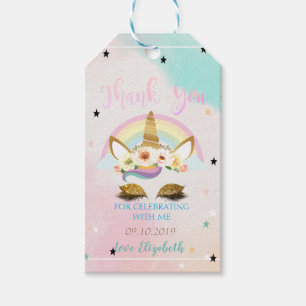 Cute Glitter Unicorn, Colourful Stars, Rainbow Gift Tags