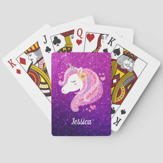 Cute Glitter Unicorn Playing Cards (Back)