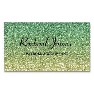 Cute Glittery Green Lime Ombre  Magnetic Business Card